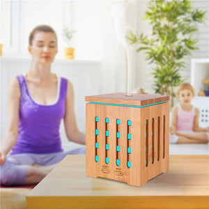 Real Bamboo Essential Oil Diffuser Ultrasonic Aromatherapy Diffusers with 7 LED Colorful Lights