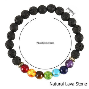 7 Chakra Natural Lava Stone Beaded Bracelet